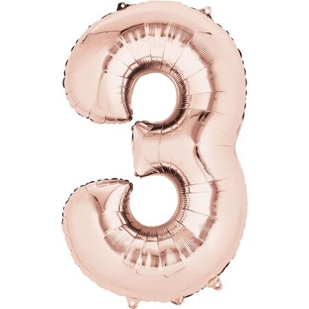 Anagram Anagram 87799 34 in. Rose Gold Number 3 Super Shape Foil